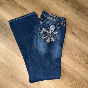 womens miss me jeans signature boot cut size 32 y2k style embroidery dark wash